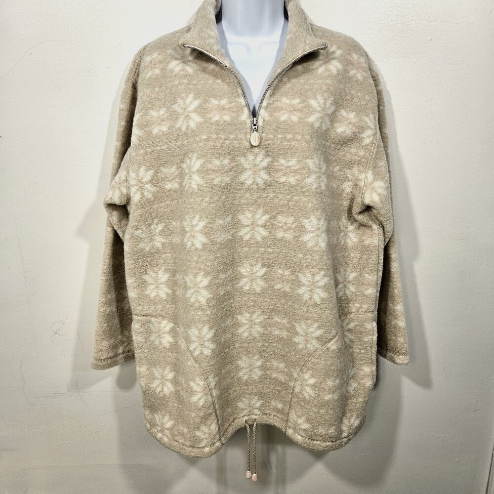Vtg Liz Claiborne Snowflake Half-Zip Pullover Fleece Jacket Women Size M (122-6)